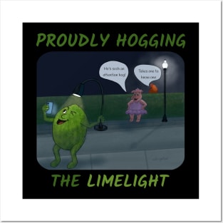 Proudly Hogging the Limelight – cartoon of a funny lime taking a selfie Posters and Art